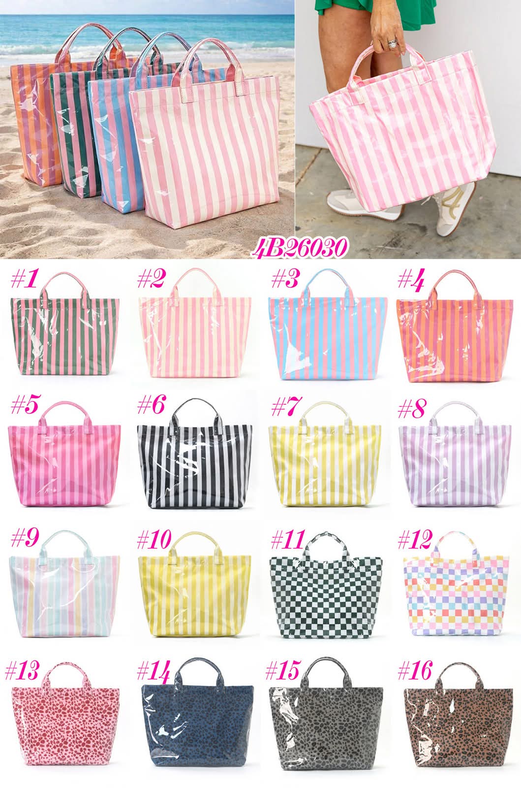 PVC striped tote bag