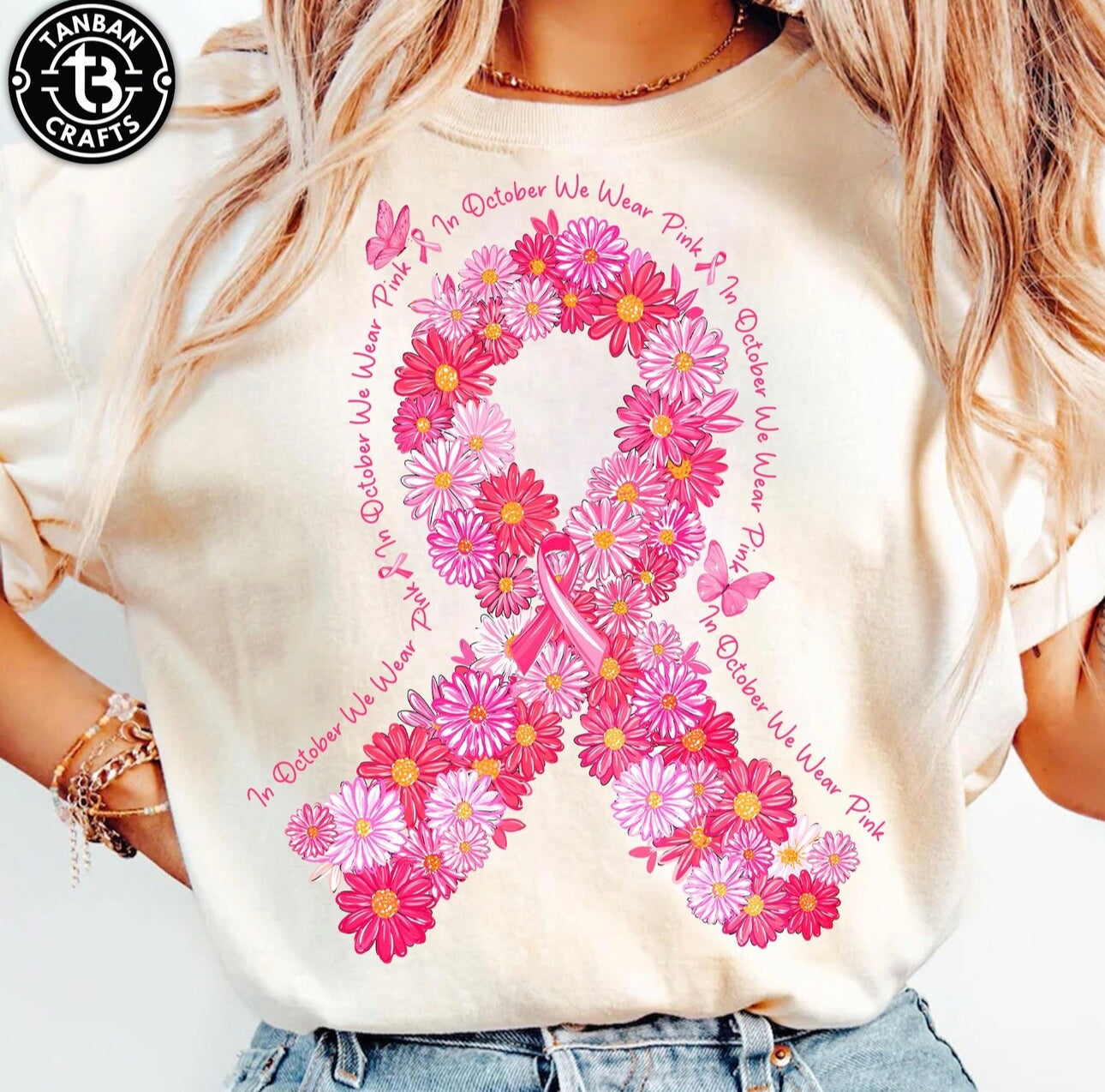 Breast cancer flower ribbon