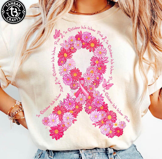 Breast cancer flower ribbon