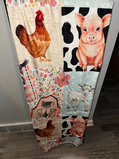 Farm animal blanket (swipe to 2nd pic to see the whole blanket) 60x80
