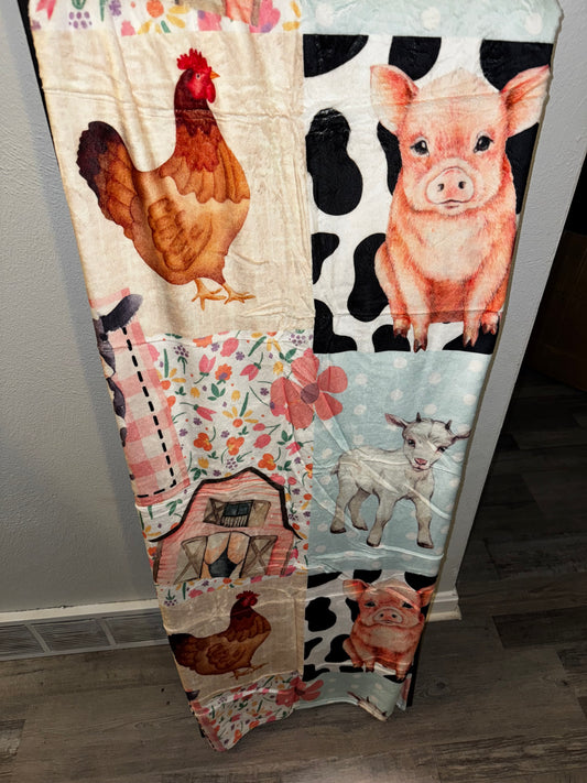 Farm animal blanket (swipe to 2nd pic to see the whole blanket) 60x80