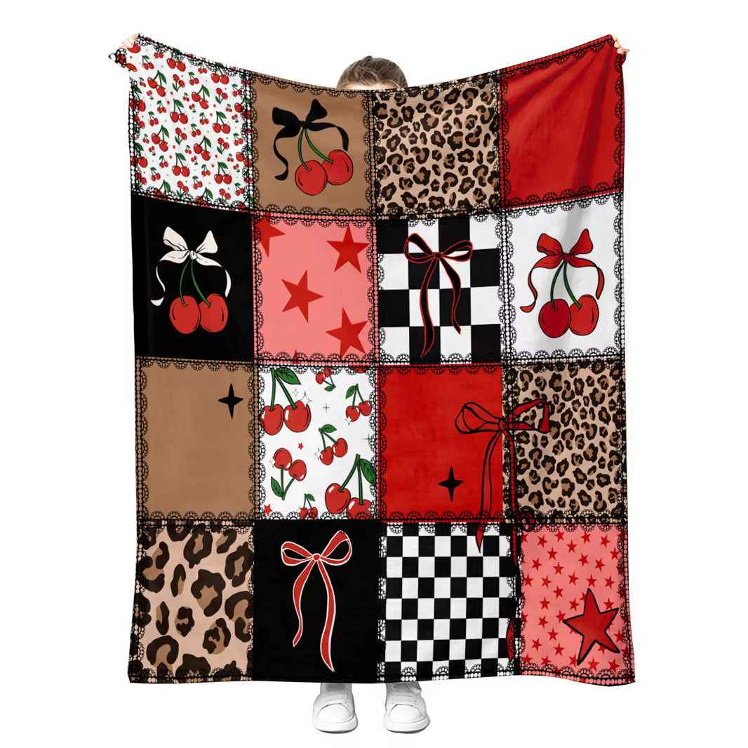 Laced cherry patchwork blanket (swipe to 2nd pic to see the whole blanket) 60x80