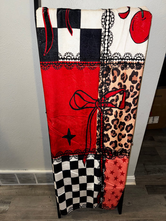 Laced cherry patchwork blanket (swipe to 2nd pic to see the whole blanket) 60x80