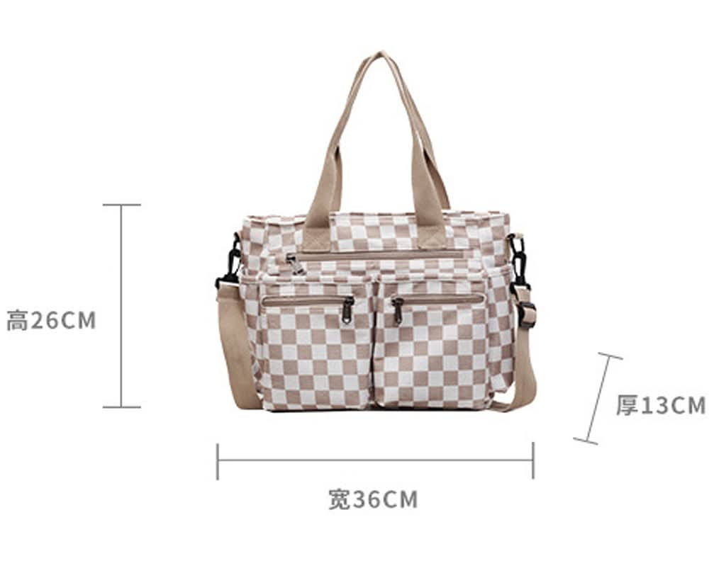 Black Corduroy checkered tote bag