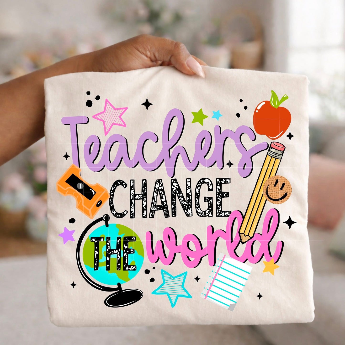 Teachers change the world (Comfort color mock)