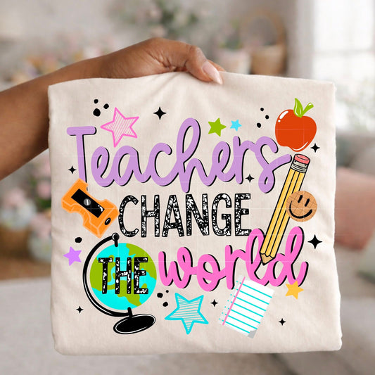 Teachers change the world (Comfort color mock)
