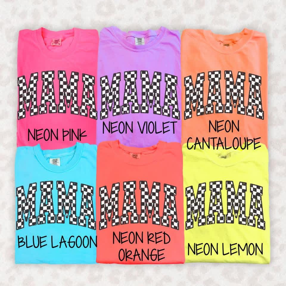 Checkered mama (comfort color mock)
