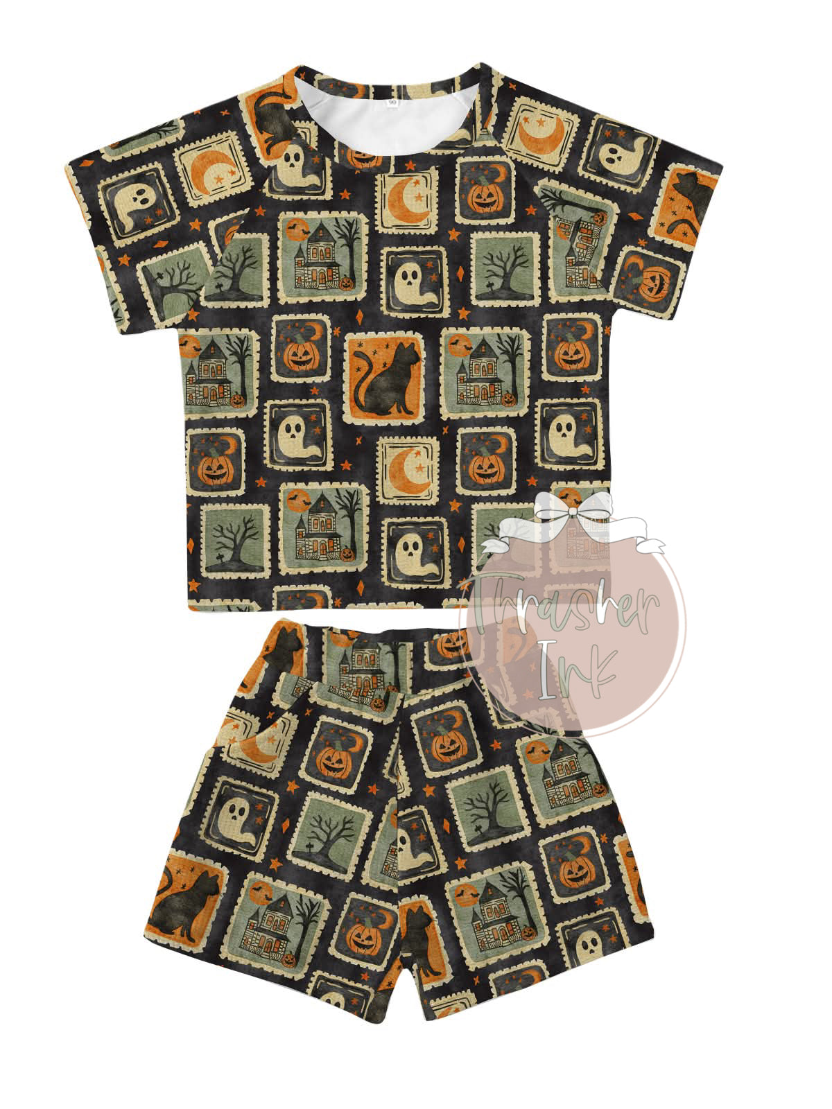 Halloween short sleeve waffle set