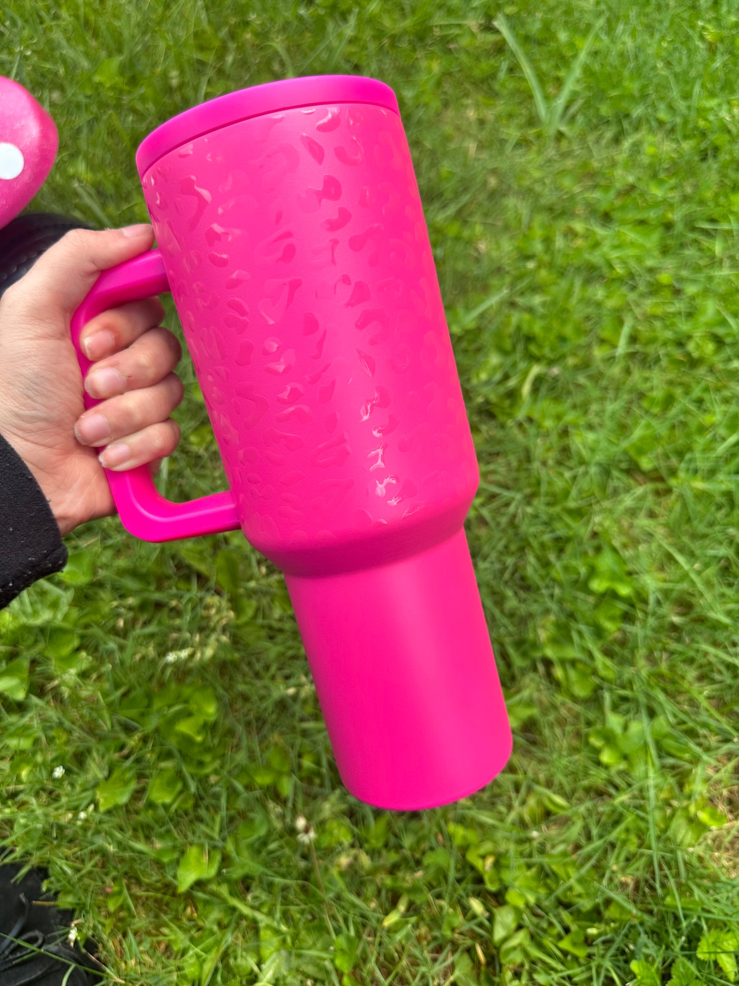 Hot pink 40oz tumbler with straw