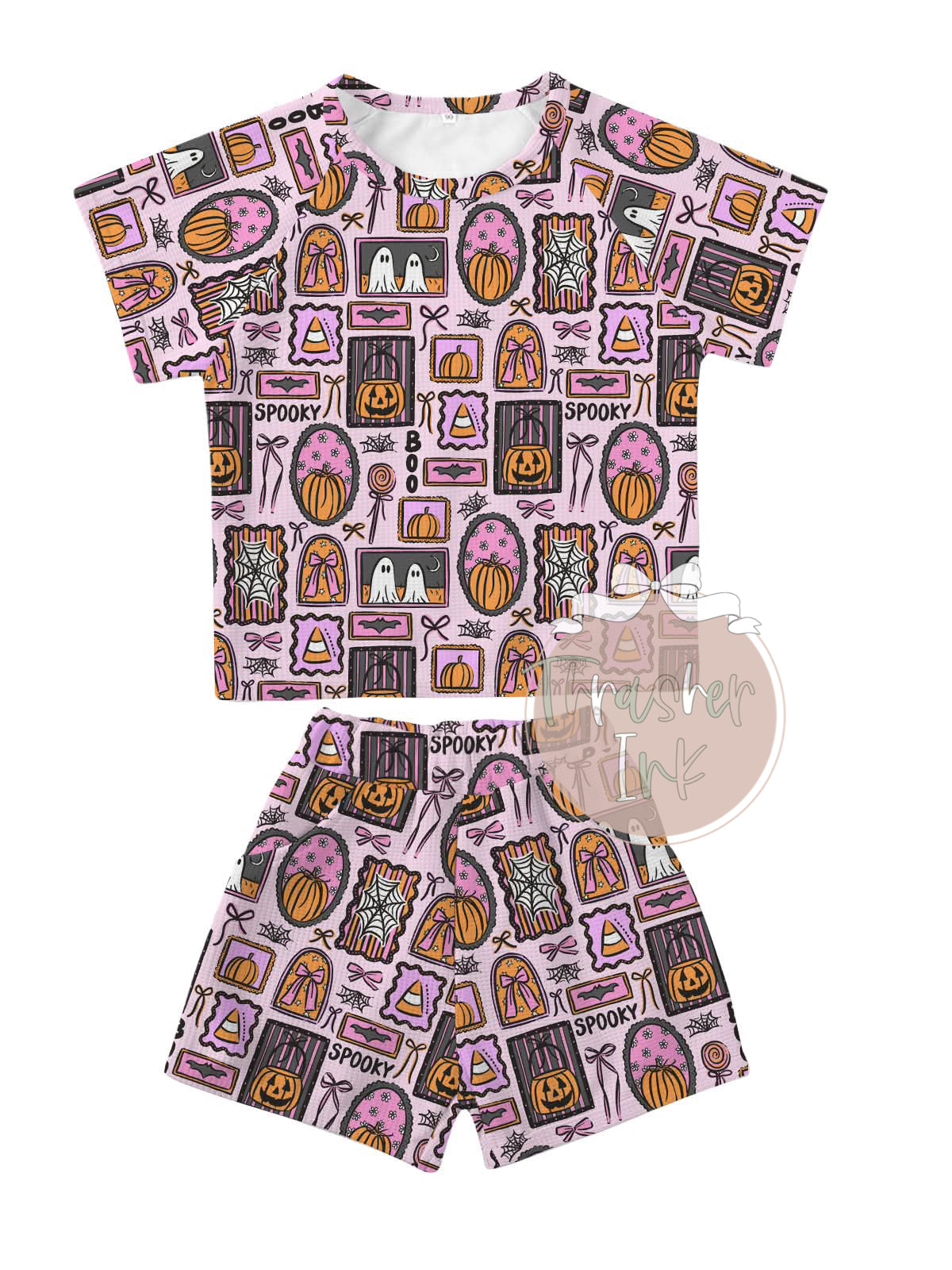 Halloween short sleeve waffle set