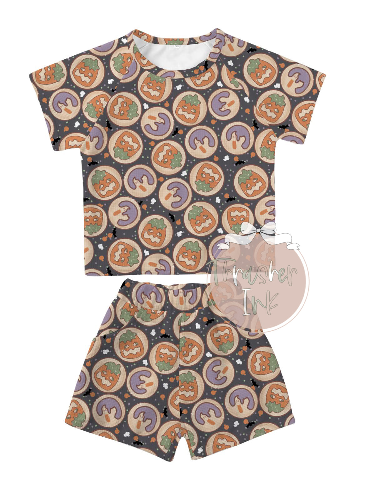 Halloween short sleeve waffle set