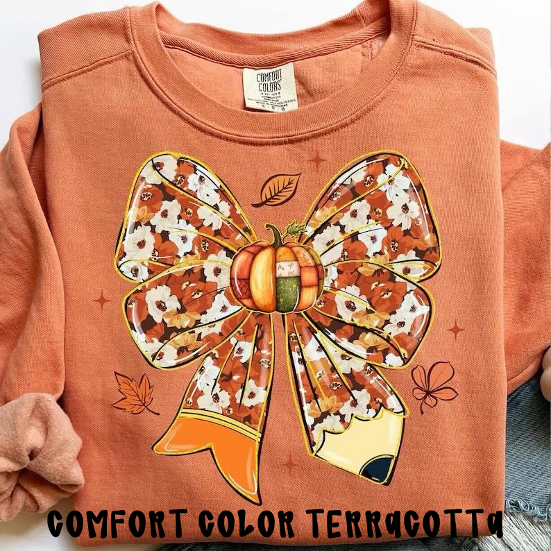 Fall teacher pencil bow