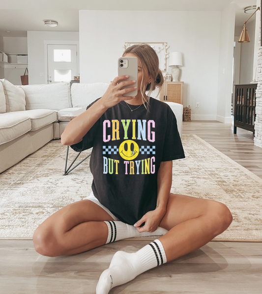 Crying but trying