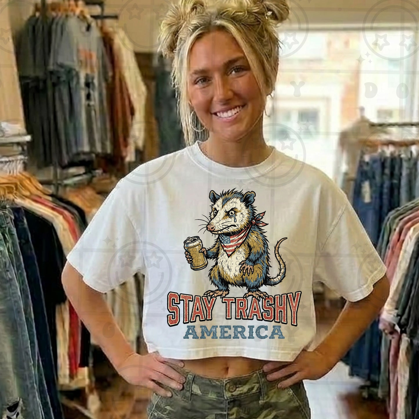 Stay trashy America (comfort color mock)