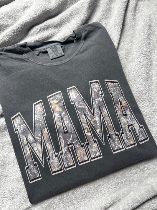 Camo mama comfort color tee