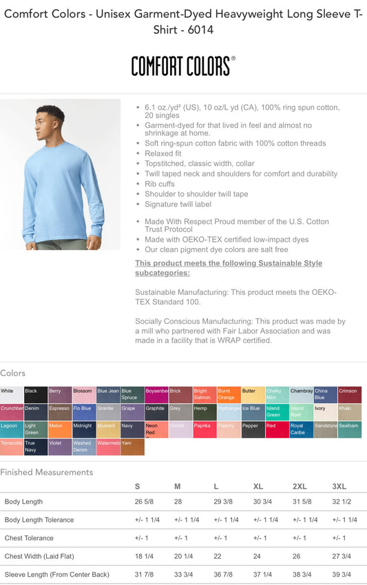 Comfort color long sleeve