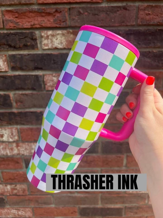Neon checkeredtumbler 40oz