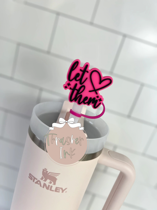 10mm Straw Topper- Let them hot pink