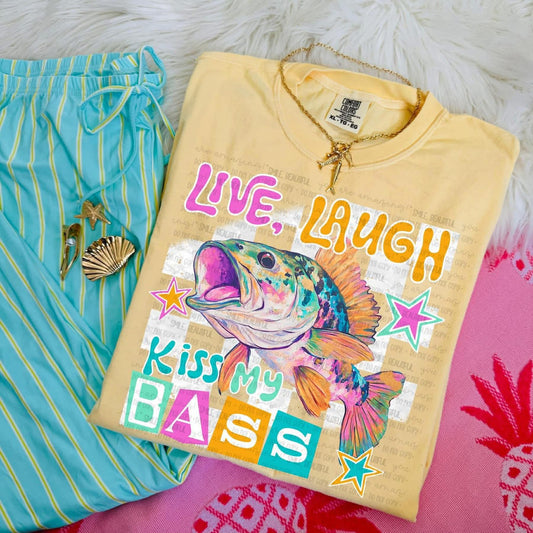 Live laugh kiss my bass (comfort color mock)