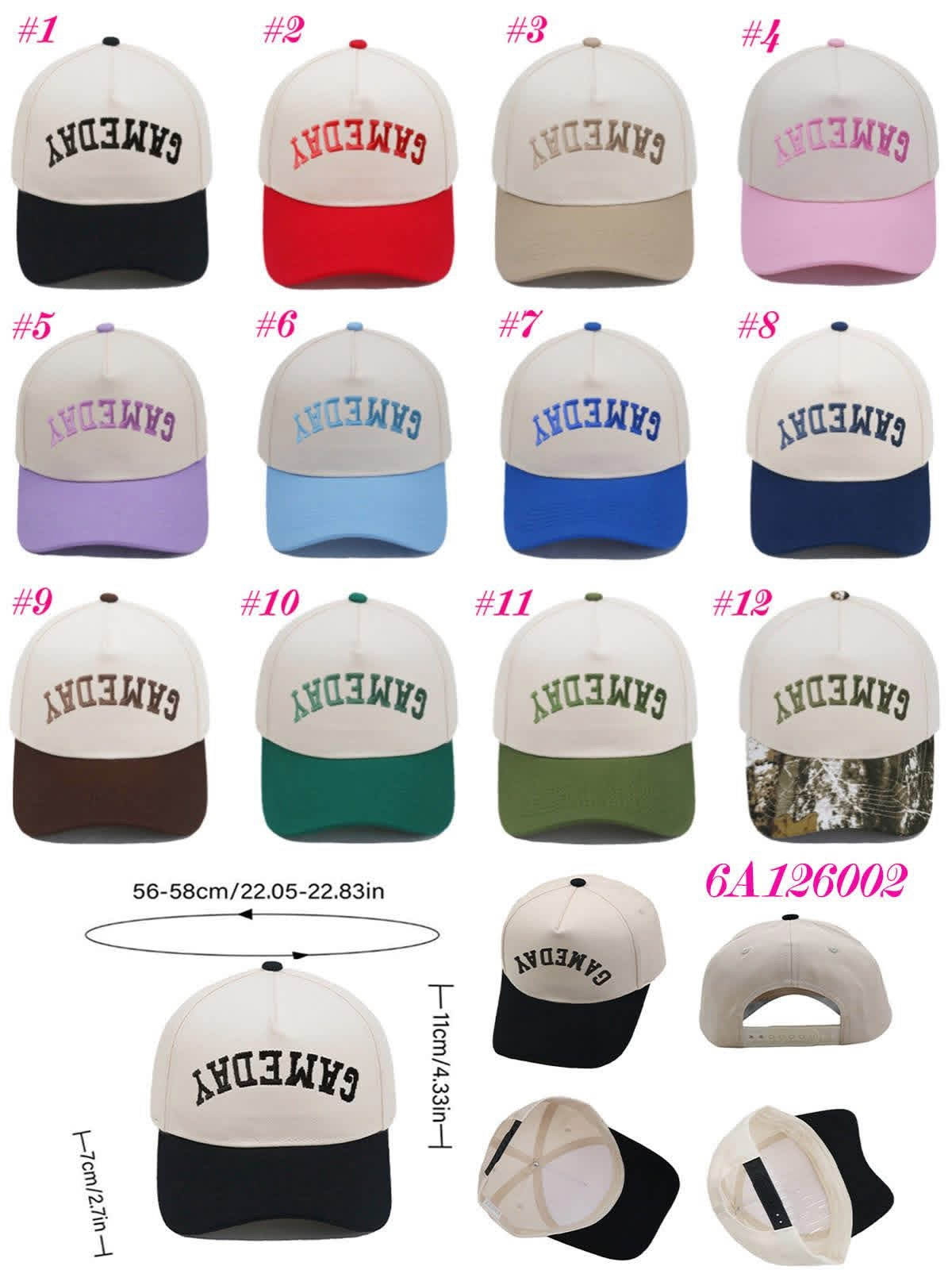 Game day embroidered hat