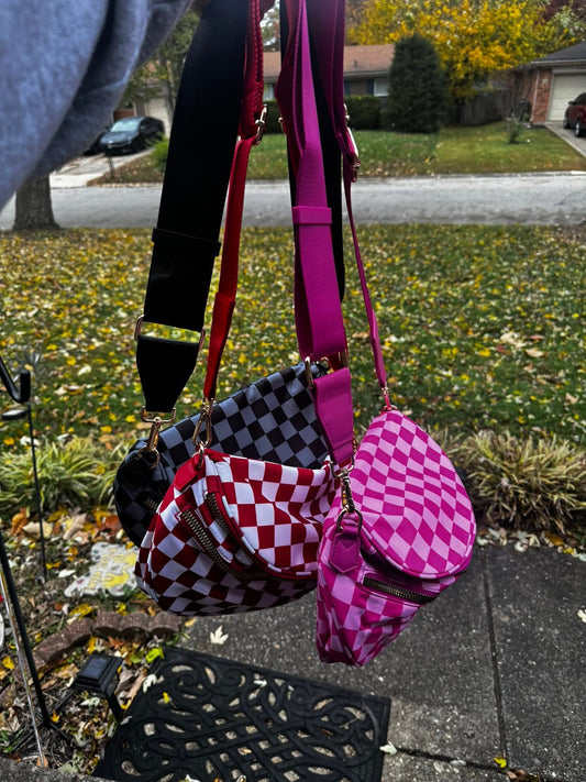 Red check bum bag