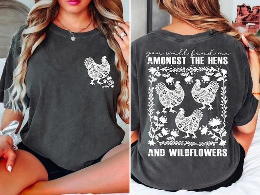 Hens and wildflowers (comfort color mock)