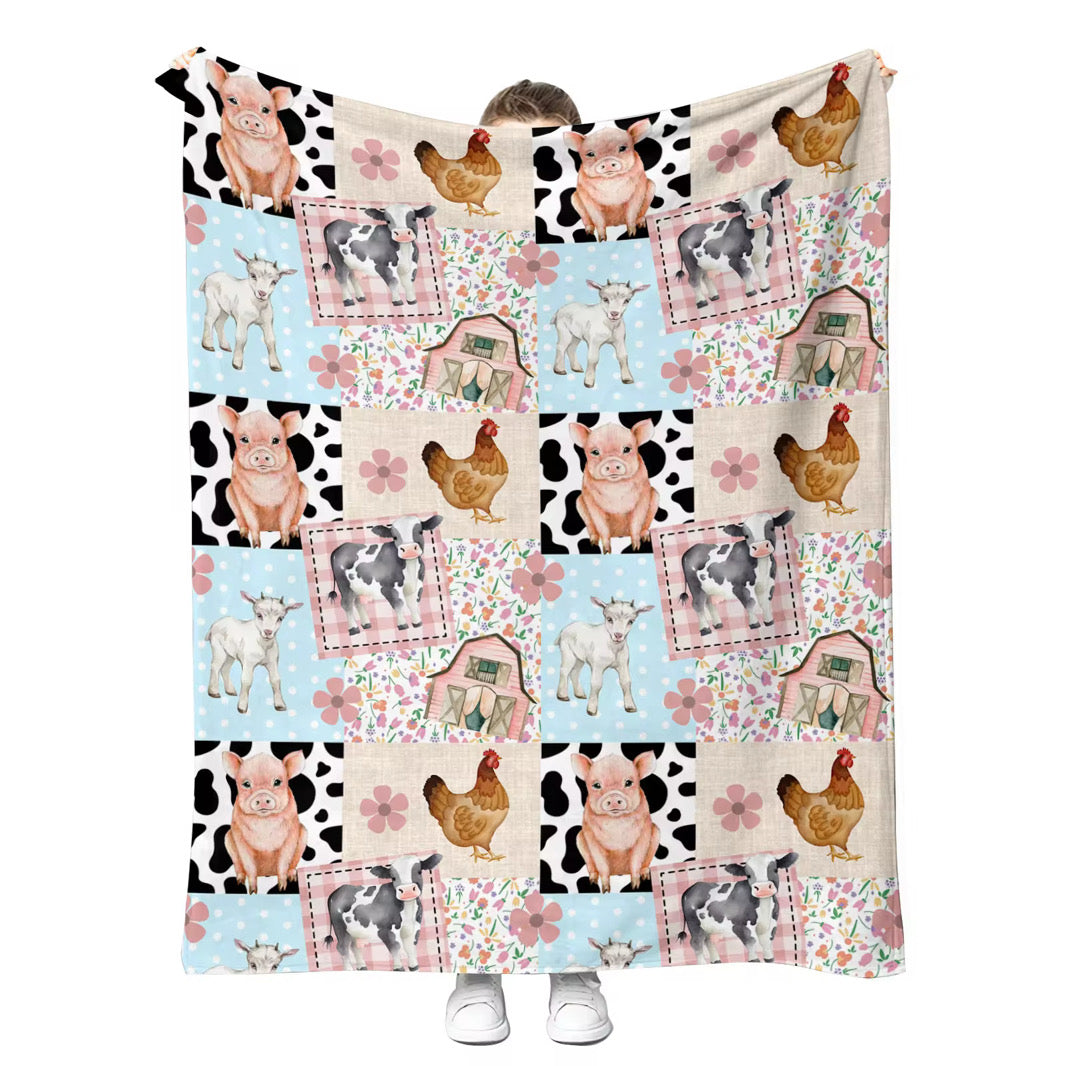 Farm animal blanket (swipe to 2nd pic to see the whole blanket) 60x80